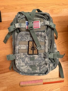 Fishing Camo Military Backpack - Olive Green